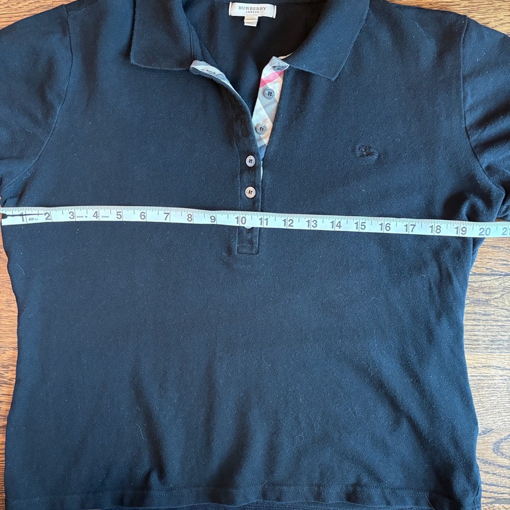 Burberry London Women’s Black Short-Sleeve Polo XL Nova Check Trim - Picture 5 of 7